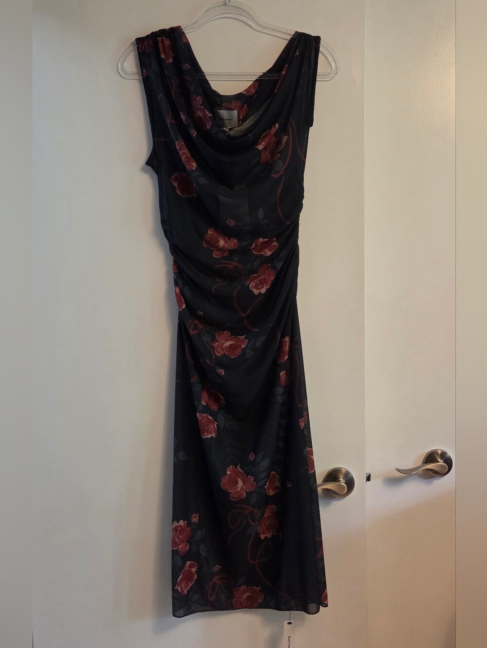 REFORMATION NWT Adrielle Black Floral Dress Large - Picture 2 of 8